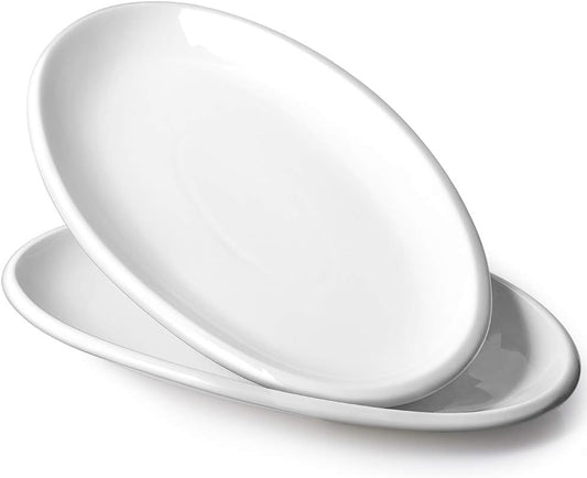 16" Serving Platters, Serving Platters for Wedding, Large Oval Porcelain Serving Tray for Entertaining, Dinner Platters for Serving Food Appetizers Meat, Serving Dishes for Parties, Set of 2